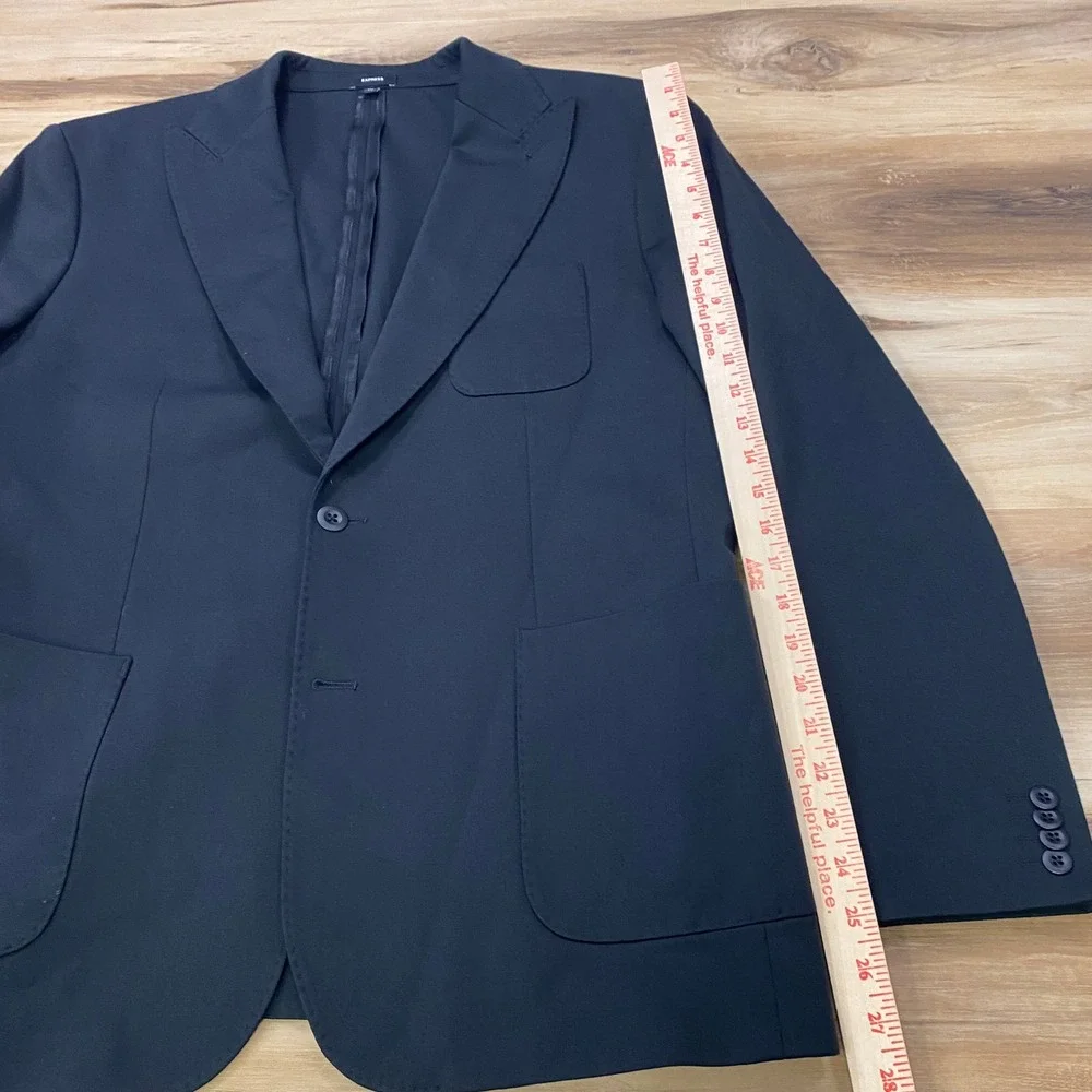 Express Suit 44L 38W Extra Slim Cotton Blend Stretch Two Button Black